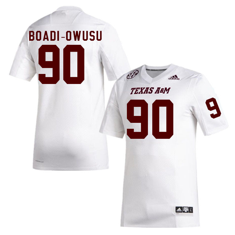 Men #90 Nana Boadi-Owusu Texas A&M Aggies College Football Jerseys Stitched Sale-White - Click Image to Close